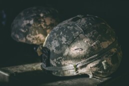 American military helmets.